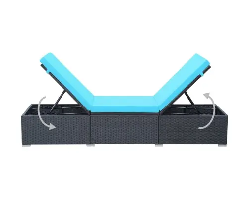 Sauļošanās Zvilnis Ar Matraci, Melna Pe Rotangpalma Vidaxl