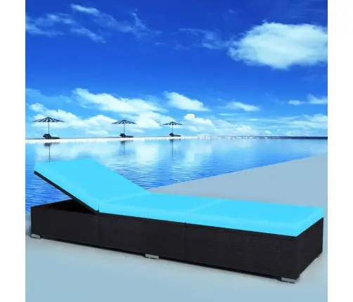 Sauļošanās Zvilnis Ar Matraci, Melna Pe Rotangpalma Vidaxl