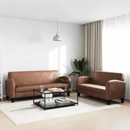 Dīvānu Komplekts, 2 Gab., Mākslīgā Zamšāda, Brūns Vidaxl