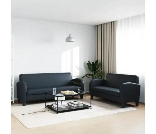 Dīvānu Komplekts, 2 Gab., Mākslīgā Āda, Melna Vidaxl