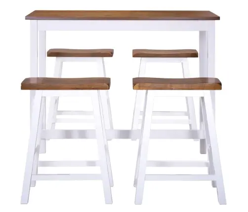 Bāra Galda Un Krēslu Komplekts, 5 Gab., Masīvkoks Vidaxl