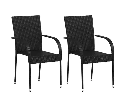 Dārza Krēsli, 2 Gab., Pe Rotangpalma, Melni Vidaxl