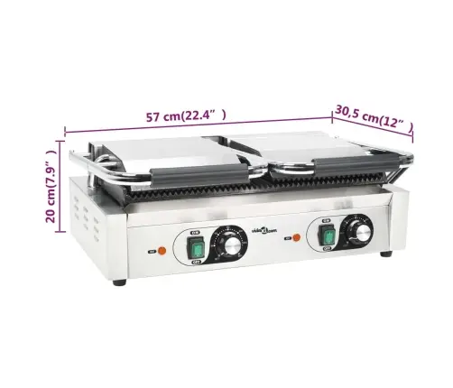 Dvigubas Panini Sumuštinių Grilis, 57X30,5X20cm 3600W