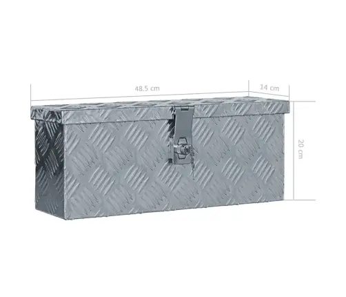 Kaste, 48,5X14X20 Cm, Alumīnijs, Sudraba Krāsā Vidaxl