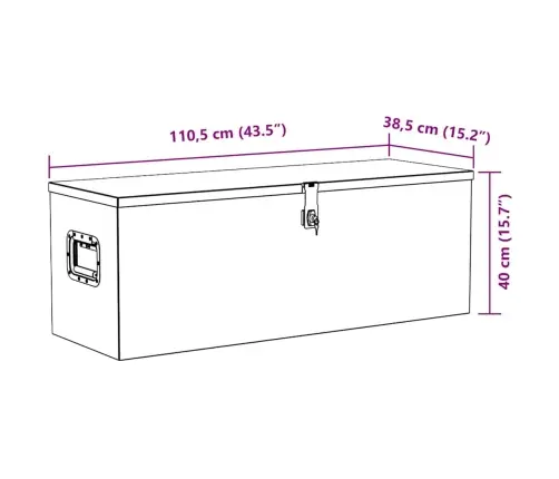 Aliuminio Dėžė, 110,5X38,5X40cm Sidabrinė