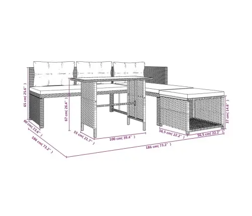Sodo Poilsio Baldų Komplektas, 4D., Juodas, Poliratanas
