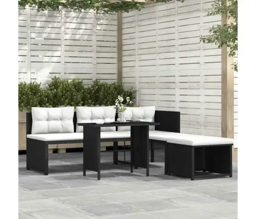 Sodo Poilsio Baldų Komplektas, 4D., Juodas, Poliratanas