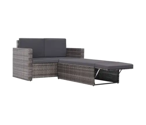 2-Osaline Aiamööblikomplekt Patjadega, Polürotang, Hall