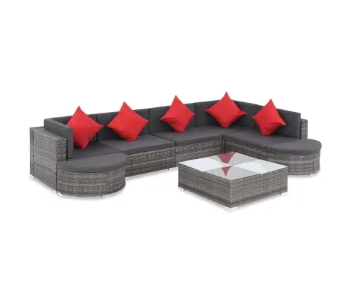 Sodo Poilsio Baldų Komplektas Su Pag., 8D., Pilk. Sp., Polir.