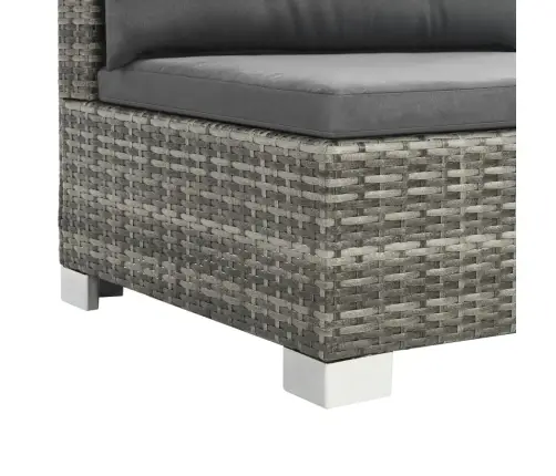 10-Osaline Aiamööblikomplekt Patjadega, Polürotang, Hall