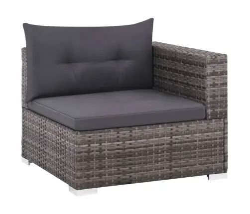 3-Osaline Aiamööblikomplekt Patjadega, Polürotang, Hall