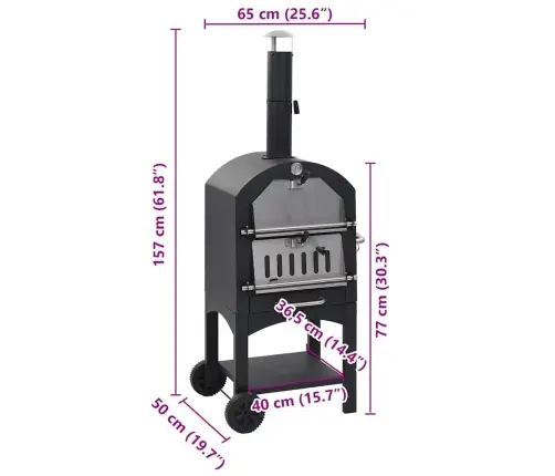 Dārza Picu Krāsns, Ar Šamota Akmeni, Kurināma Ar Kokoglēm Vidaxl
