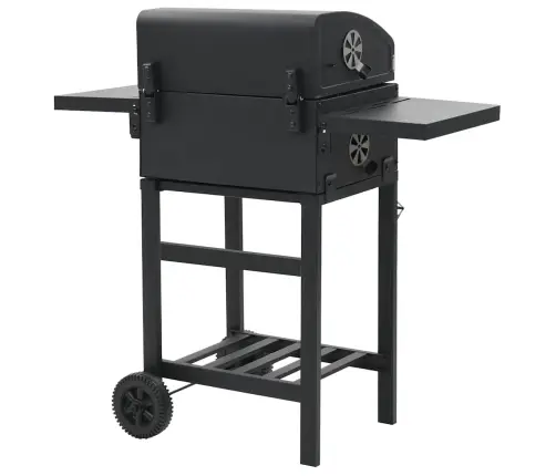 Kokogļu Barbekjū Grils, Ar Apakšējo Plauktu, Melns Vidaxl