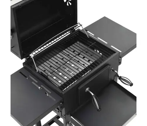 Kokogļu Barbekjū Grils, Ar Apakšējo Plauktu, Melns Vidaxl