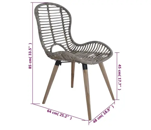 Virtuves Krēsli, 4 Gab., Brūni, Dabīga Rotangpalma Vidaxl