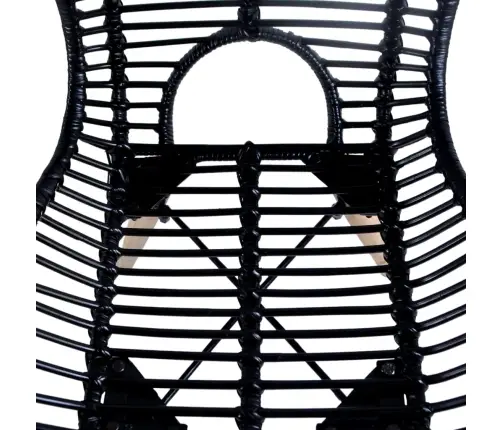 Valgomojo Kėdės, 2Vnt., Juodos, Natūralus Ratanas