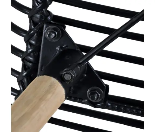 Valgomojo Kėdės, 2Vnt., Juodos, Natūralus Ratanas