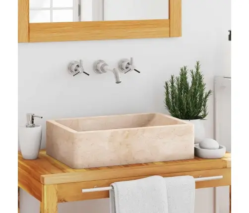 Izlietne, 45X30X12 Cm, Spīdīgs Krēmkrāsas Marmors Vidaxl