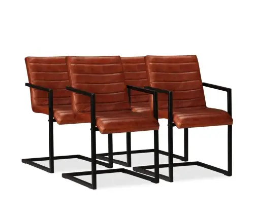 Virtuves Krēsli, 4 Gab., Brūna Dabīgā Āda Vidaxl Virtuves Krēsli, 4 Gab., Brūna Dabīgā Āda Vidaxl