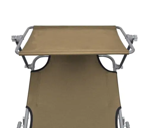 Saliekams Sauļošanās Zvilnis Ar Jumtiņu, Tērauds, Pelēkbrūns Vidaxl