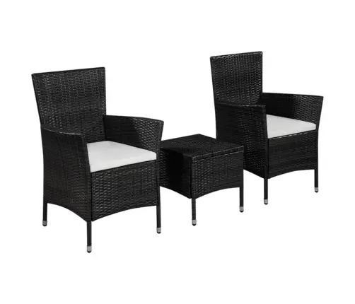 3-Daļīgs Bistro Mēbeļu Komplekts, Pe Rotangpalma, Melns Vidaxl