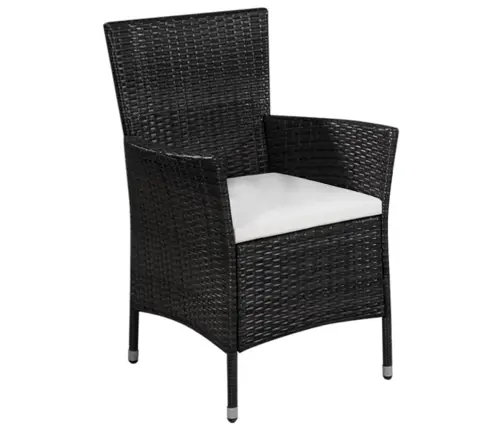 3-Daļīgs Bistro Mēbeļu Komplekts, Pe Rotangpalma, Melns Vidaxl