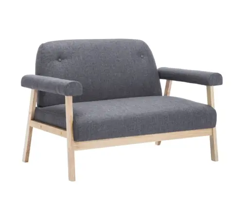 Dīvāns, Divvietīgs, Tumši Pelēks Audums Vidaxl