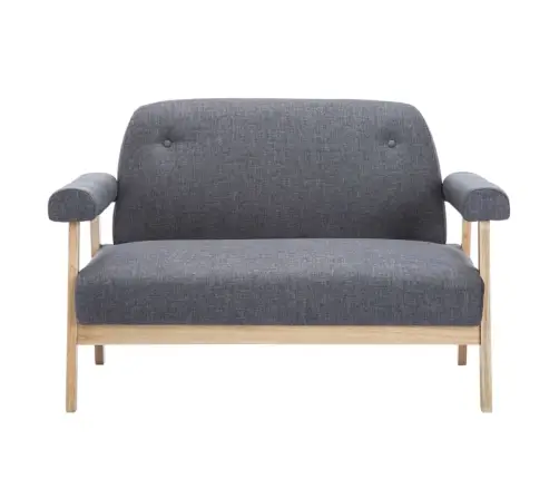 Dīvāns, Divvietīgs, Tumši Pelēks Audums Vidaxl