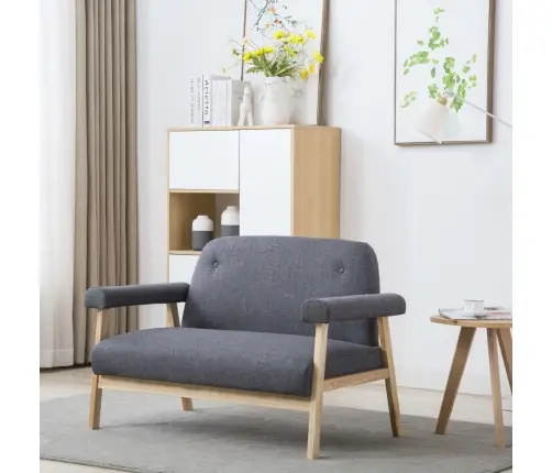 Dīvāns, Divvietīgs, Tumši Pelēks Audums Vidaxl