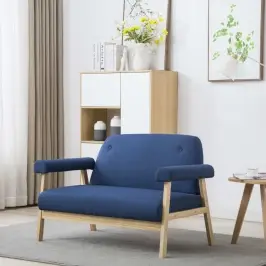 Dīvāns, Divvietīgs, Zils Audums Vidaxl Dīvāns, Divvietīgs, Zils Audums Vidaxl