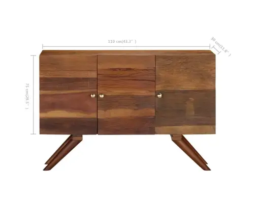 Kumode, 110X30X75 Cm, Brūns Pārstrādāts Masīvkoks Vidaxl