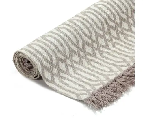 Kilim Paklājs Ar Rakstu, 120X180 Cm, Kokvilna, Pelēkbrūns Vidaxl