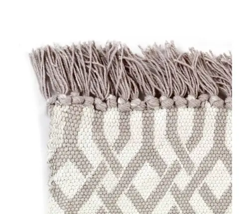 Kilim Paklājs Ar Rakstu, 120X180 Cm, Kokvilna, Pelēkbrūns Vidaxl