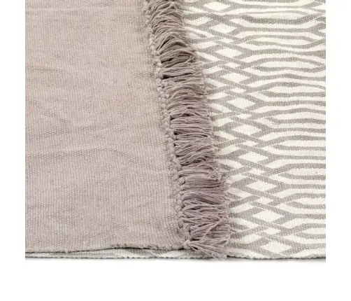 Kilim Paklājs Ar Rakstu, 120X180 Cm, Kokvilna, Pelēkbrūns Vidaxl