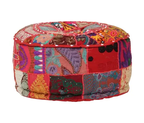 Pufas, Raudonas, 40X20cm Medv., Apvalus, Rankų Darbo, Skiaut.