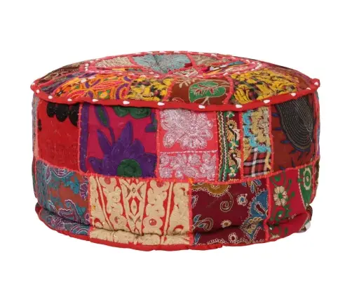 Pufas, Raudonas, 40X20cm Medv., Apvalus, Rankų Darbo, Skiaut.