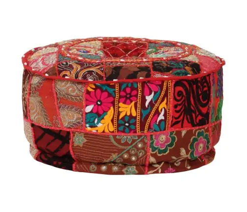 Pufas, Raudonas, 40X20cm Medv., Apvalus, Rankų Darbo, Skiaut.