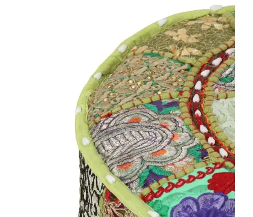 Tekstilmozaīkas Pufs, Kokvilna, Roku Darbs, 40X20 Cm, Zaļš Vidaxl