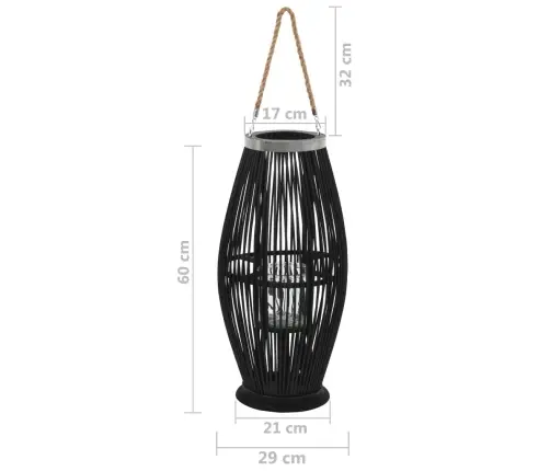 Pakarināms Svečturis, Bambuss, Melns, 60 Cm Vidaxl