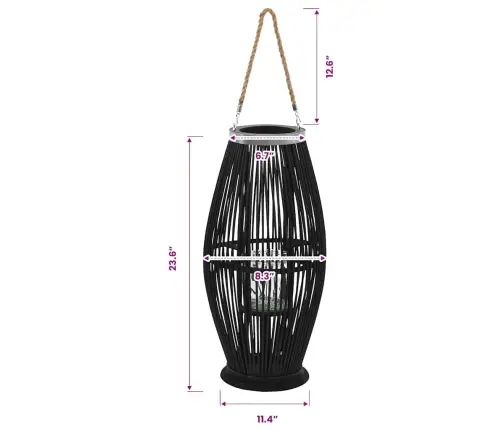 Pakarināms Svečturis, Bambuss, Melns, 60 Cm Vidaxl