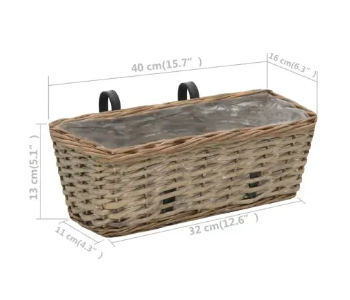 Balkona Puķu Kastes, 2 Gab., Pinums Ar Pe Oderi, 40 Cm Vidaxl