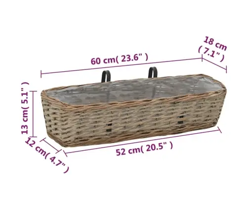 Balkona Puķu Kastes, 2 Gab., Pinums Ar Pe Oderi, 60 Cm Vidaxl