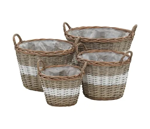 Augstās Puķu Kastes, 4 Gab., Klūgu Pinums Ar Pe Oderi Vidaxl