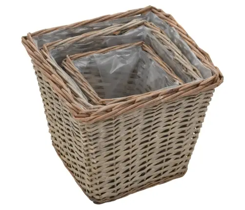 Augstās Puķu Kastes, 3 Gab., Klūgu Pinums Ar Pe Oderi Vidaxl