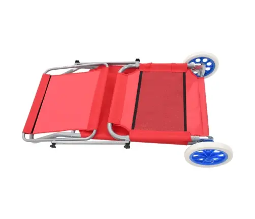 Sauļošanās Zvilnis Ar Jumtiņu Un Riteņiem, Tērauds, Sarkans Vidaxl