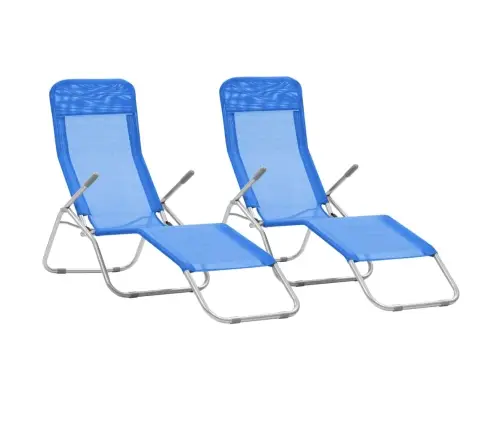 Kokkupandavad Lamamistoolid, 2 Tk, Textilene-Kangas, Sinine