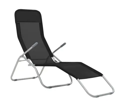 Saliekami Sauļošanās Krēsli, 2 Gab., Melns Tekstilēns Vidaxl