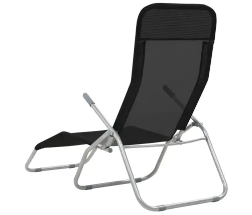 Saliekami Sauļošanās Krēsli, 2 Gab., Melns Tekstilēns Vidaxl