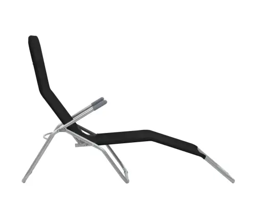 Saliekami Sauļošanās Krēsli, 2 Gab., Melns Tekstilēns Vidaxl