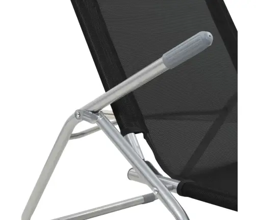 Saliekami Sauļošanās Krēsli, 2 Gab., Melns Tekstilēns Vidaxl